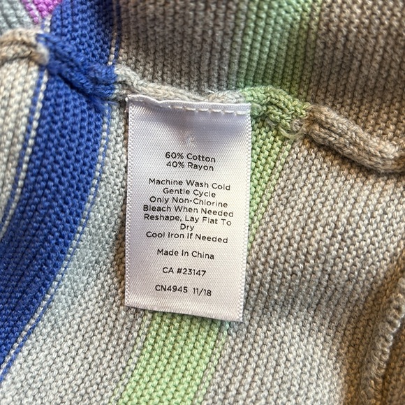 Talbots stripe button 3/4 sleeve sweater szS - Picture 10 of 11